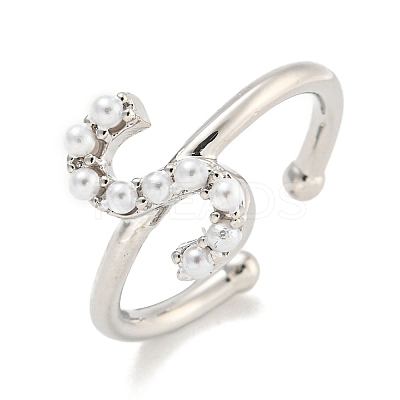 Rack Plating Brass Open Cuff Rings for Women RJEW-F162-01P-S-1
