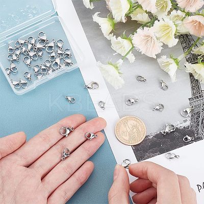 50Pcs 5 Style Stainless Steel Lobster Claw Clasps STAS-UN0029-87-1