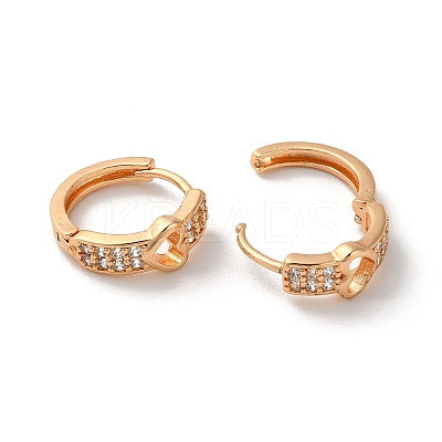 Brass Hoop Earrings with Rhinestone EJEW-K256-54KCG-1