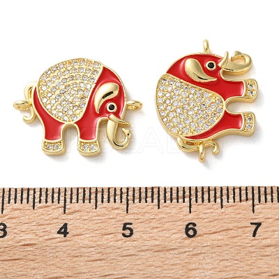 Rack Plating Brass Micro Pave Clear Cubic Zirconia Connector Charms KK-C084-02G-1