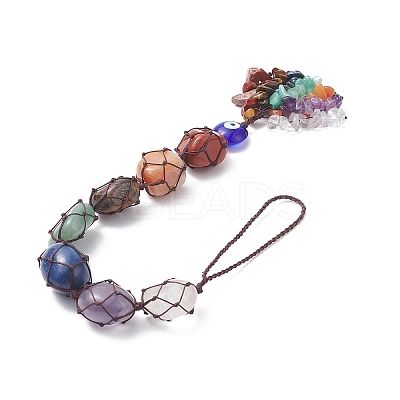 7 Chakra Nuggets Natural Gemstone Pocket Pendant Decorations HJEW-JM01049-03-1