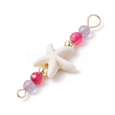 4Pcs 4 Colors Summer Beach Dyed Synthetic Turquoise Connector Charms PALLOY-JF03746-01-1