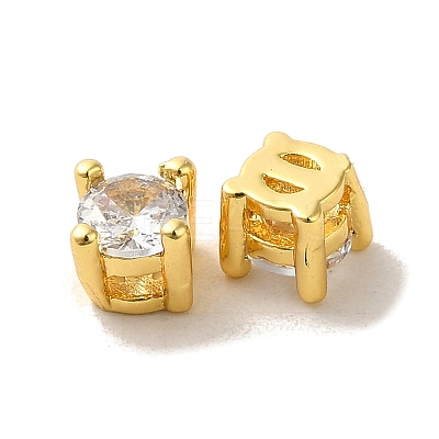 Brass with Single Clear Cubic Zirconia Beads KK-H461-09C-G-1