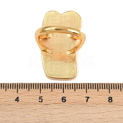 Rectangle Brass Adjustable Ring Components KK-Z122-18G-1