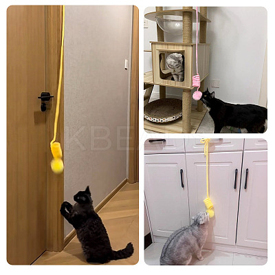 3Pcs 3 Colors Cloth & Iron Spring Ball Cat Toys AJEW-TA0002-21-1