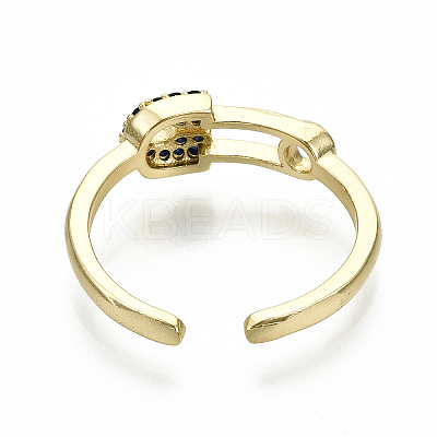 Brass Micro Pave Cubic Zirconia Cuff Rings RJEW-S045-024G-B-NR-1