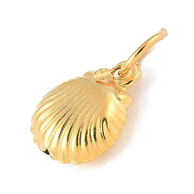 Fine Silver Sterling Silver Hollow Shell Shaped Charms with Jump Rings STER-R013-02G-1