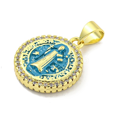Rack Plating Brass Micro Pave Cubic Zirconia Pendants KK-B091-22G-06-1