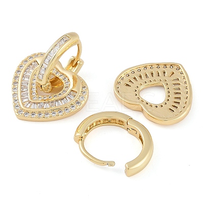 Brass Pave Clear Cubic Zirconia Hoop Earring for Women EJEW-S225-10G-03-1