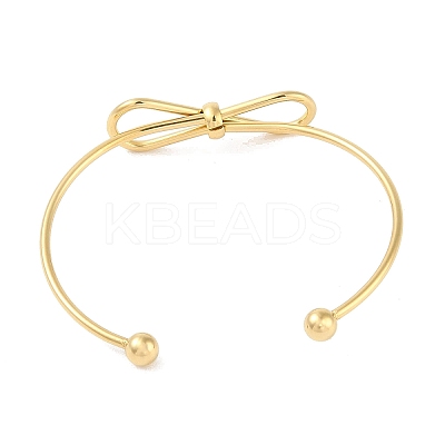 Bowknot 304 Stainless Steel Open Cuff Bangles for Women LS-BJEW-Z064-04G-1