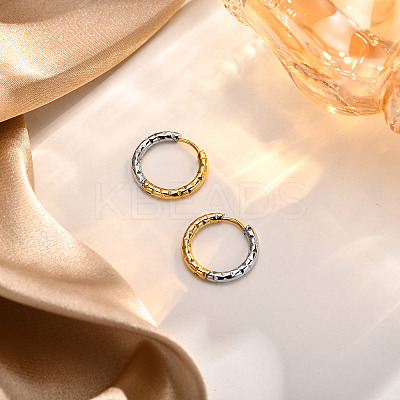 Two Tone 304 Stainless Steel Hoop Earrings LS-EJEW-K257-02C-GP-1