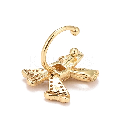 Cubic Zirconia Bowknot Cuff Earrings EJEW-A069-01G-1