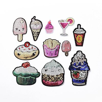 Summer Food Theme Polyester & Sequin Embroidery Cloth Iron on Patches PATC-WH0001-125-1