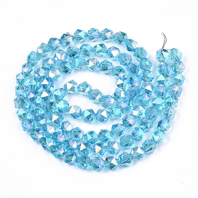 Electroplate Transparent Glass Beads Strands EGLA-T019-06G-1