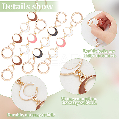4Pcs 4 Colors Crescent Moon Alloy Enamel Link Purse Strap Extenders FIND-WR0009-39-1