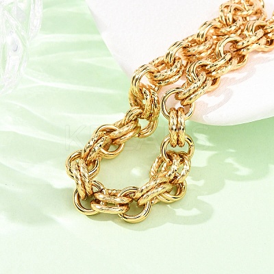Twisted 304 Stainless Steel Double Ring Link Chains Bracelets for Women BJEW-G780-06G-02-1