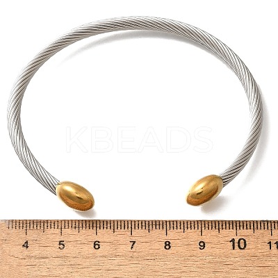 304 Stainless Steel Cuff Bangles BJEW-C091-02A-GP-1