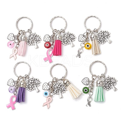 6Pcs 6 Colors Ribbon Keychain KEYC-JKC00939-1