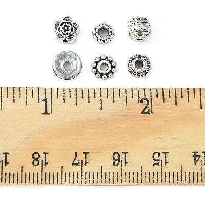 255Pcs 6 Style Iron Rhinestone & Tibetan Style Alloy Spacer Beads DIY-FS0004-07-1
