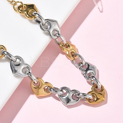 304 Stainless Steel Heart Link Chian Bracelets for Women BJEW-B158-06GP-1