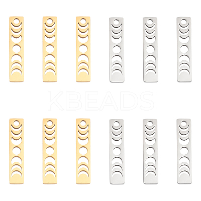 12Pcs 2 Colors 201 Stainless Steel Pendants STAS-UN0044-48-1