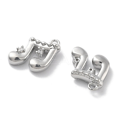 Brass Micro Pave Clear Cubic Zirconia Charms KK-M102-47P-1