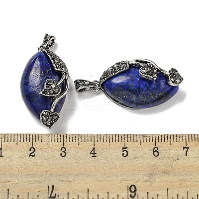 Dyed Natural Lapis Lazuli Horse Eye Pendants G-F766-01AS-05-1