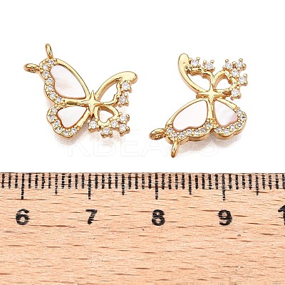 Brass Micro Pave Cubic Zirconia with Shell Pendants KK-T070-36G-1