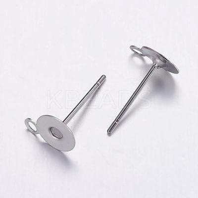 Non-Tarnish 304 Stainless Steel Stud Earrings Findings STAS-K146-013-6mm-1
