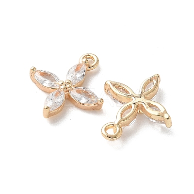 Real 18K Gold Plated Brass Cubic Zirconia Charms LS-KK-R037-157G-1