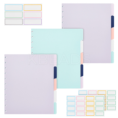 3Sets/15 sheets Plastic Discbound Notebook Index Divider Sheets DIY-OC0010-55-1