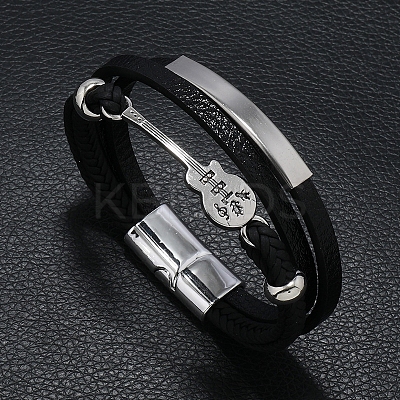 Imitation Leather Triple Layer Multi-strand Bracelet PW-WG98374-01-1