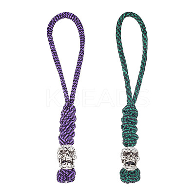 2Pcs 2 Colors Handmade Nylon Parachute Cord Pendant Decorations for Men KEYC-HY0001-32A-1