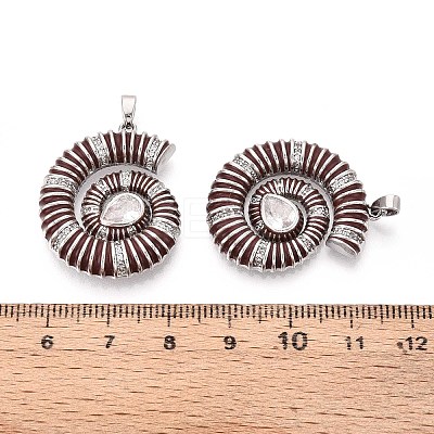 Brass Micro Pave Clear Cubic Zirconia Enamel Pendants KK-T071-28P-03-1