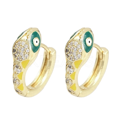 Brass Micro Pave Cubic Zirconia Hoop Earrings EJEW-B146-02G-1