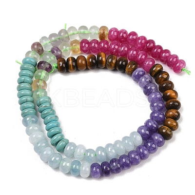 Natural Tiger Eye & Dyed White Jade & Fluorite & Synthetic Turquois Beads Strands G-Z135-C13-1