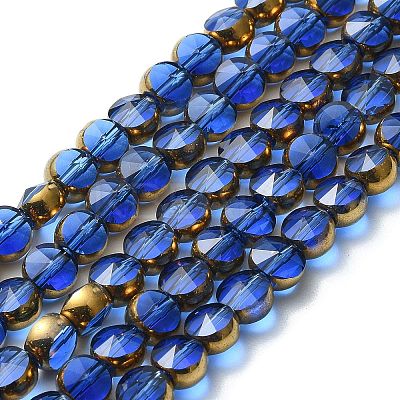 Half Plated Electroplate Transparent Glass Beads Strands EGLA-E060-02A-HP08-1