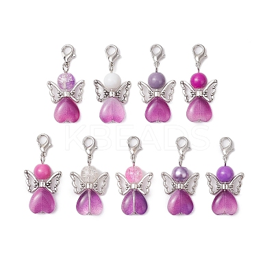 Angel Glass Pendant Decorations HJEW-JM02640-1