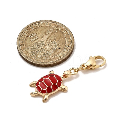 Alloy Enamel Turtle Pendant Decorations HJEW-JM04323-1