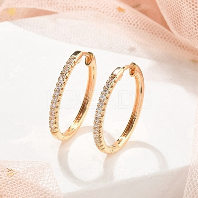 Rack Plating Brass Clear Cubic Zirconia Hoop Earrings EJEW-M090-01G-01-1