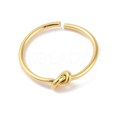 Simple Knotted 304 Stainless Steel Open Cuff Ring for Women Men RJEW-Z038-06G-1