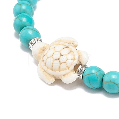 Synthetic Turquoise(Dyed) Ocean Theme Beaded Stretch Bracelet BJEW-JB08577-1