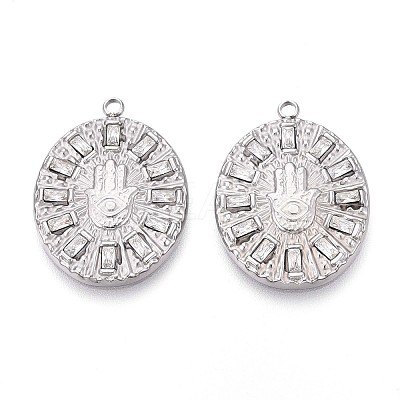 304 Stainless Steel Micro Pave Cubic Zirconia Pendants STAS-N109-205P-1