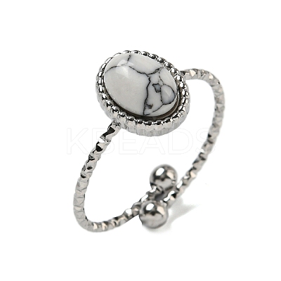 Oval 304 Stainless Steel Open Cuff Rings STAS-Z060-10P-1