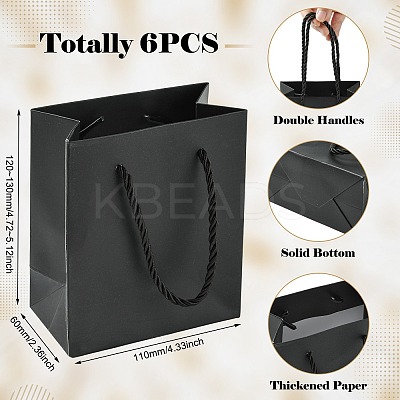 6Pcs Rectangle Paper Gift Storage Bags with Ribbon Handles ABAG-TA0001-65A-1