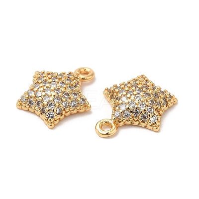 Plating Brass Micro Pave Cubic Zirconia Pendants KK-B074-45G-1
