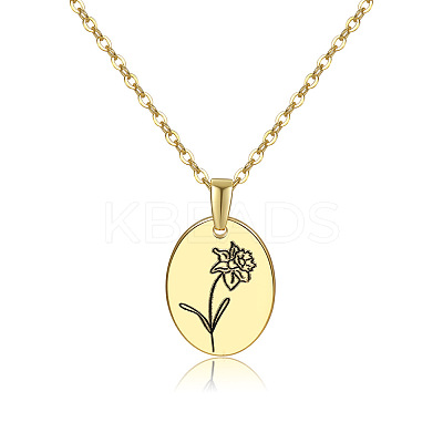 Brass Birth Month Flower Pendant Necklace HUDU-PW0001-034C-1-1