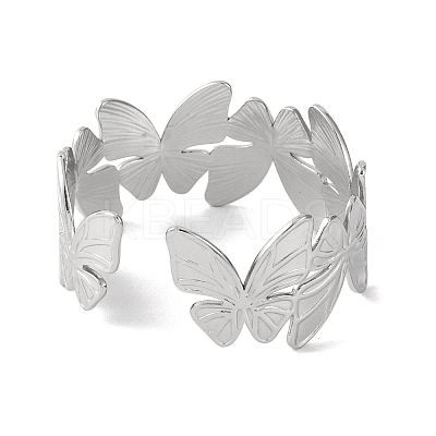 Butterfly 304 Stainless Steel Bangles for Women BJEW-B104-05P-1