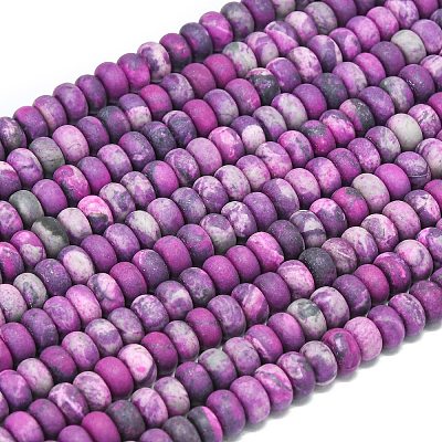 Dyed Natural Map Stone Beads Strands G-P575-A21-6x4mm-03-1