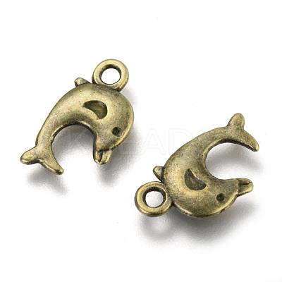 Dolphin Tibetan Style Alloy Pendants TIBEP-N008-25AB-NR-1